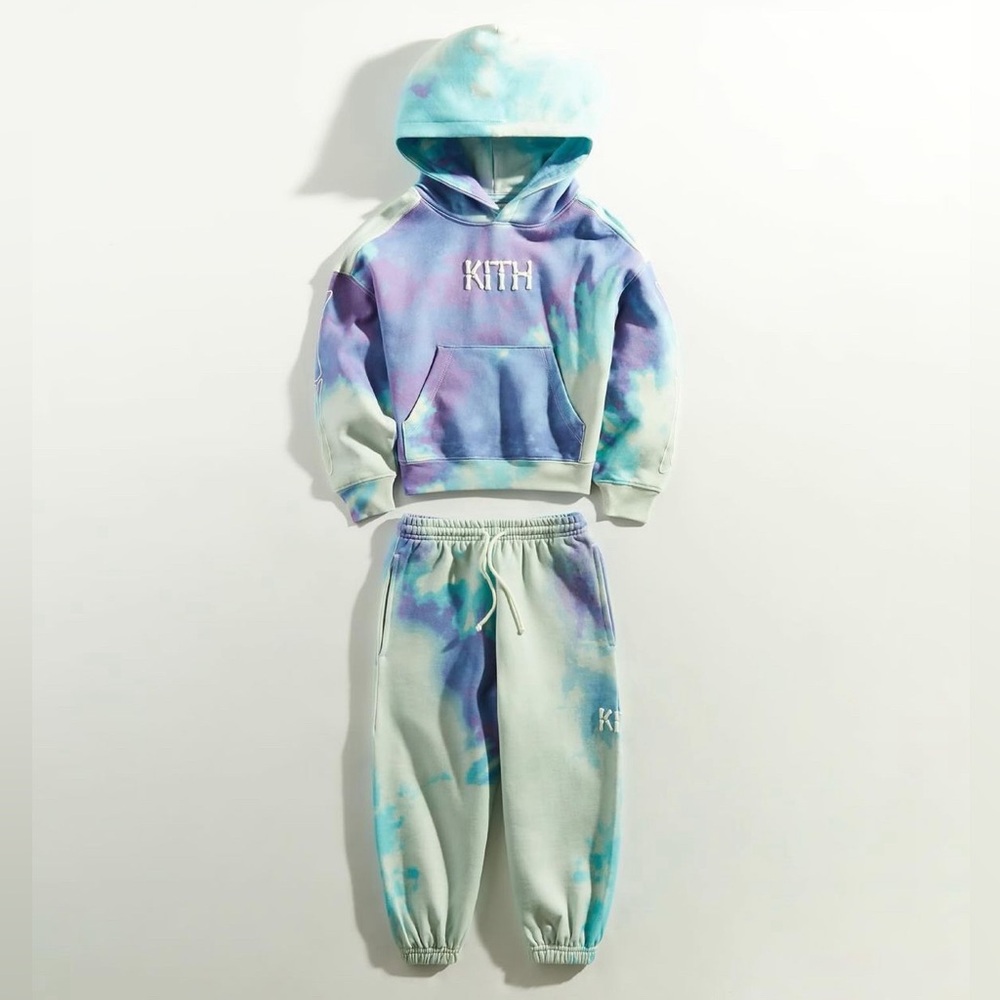 Kith Kids Matching Set in Blue and Purple Tie-Dye
